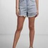 Pieces Højtaljede Pcbeach - Jeansshort - Light Blue Denim -Pieces 05535da107724d28bc968f403333b17e