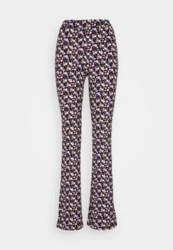 Pieces Nala High Waist Flared - Broek - Black/Purple -Pieces 137f3afc6f364b6dbb1ccb298fadc860