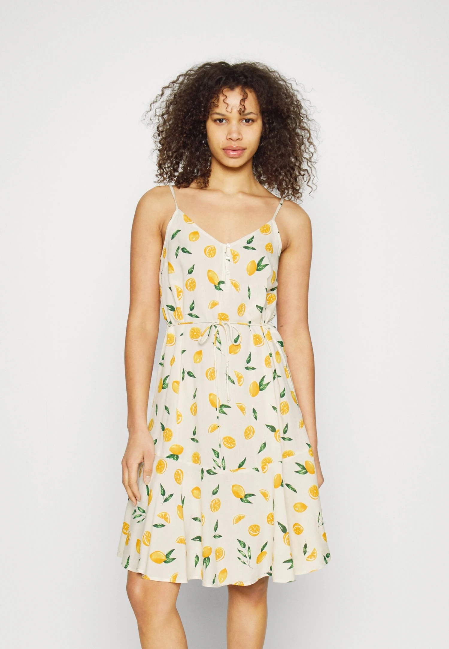Pcnya Button Dress - Jurk - Birch/Lemon 3 Pcnya Button Dress - Jurk - Birch/Lemon