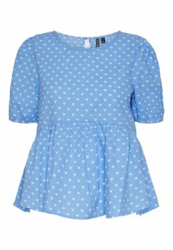 Pieces Mit Kurzen Ärmeln Pcheart - Blouse - Cornflower Blue -Pieces 18ff107709aa4bb68586571fbaffb370