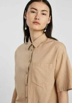 Pieces Kurzarm Pcmilano 2 4 - Overhemdblouse - Beige Mottled Beige -Pieces 2644dd77895848528a6d2d4d7363d26a