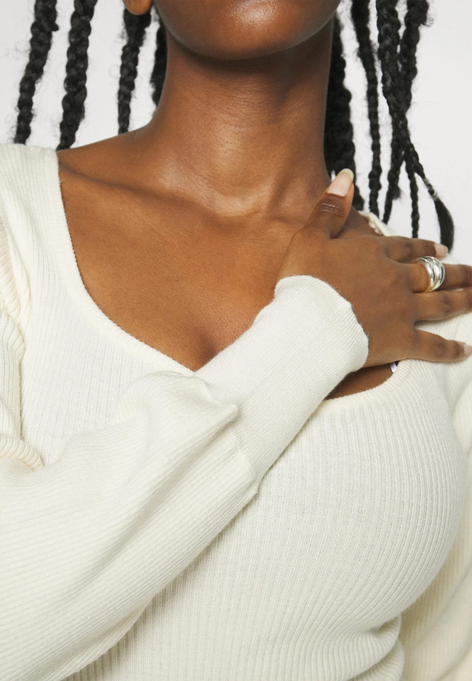 Pieces Petite Sweetheart Neck Knit - Trui - Off-White 7 Pieces Petite Sweetheart Neck Knit - Trui - Off-White - Afbeelding 5