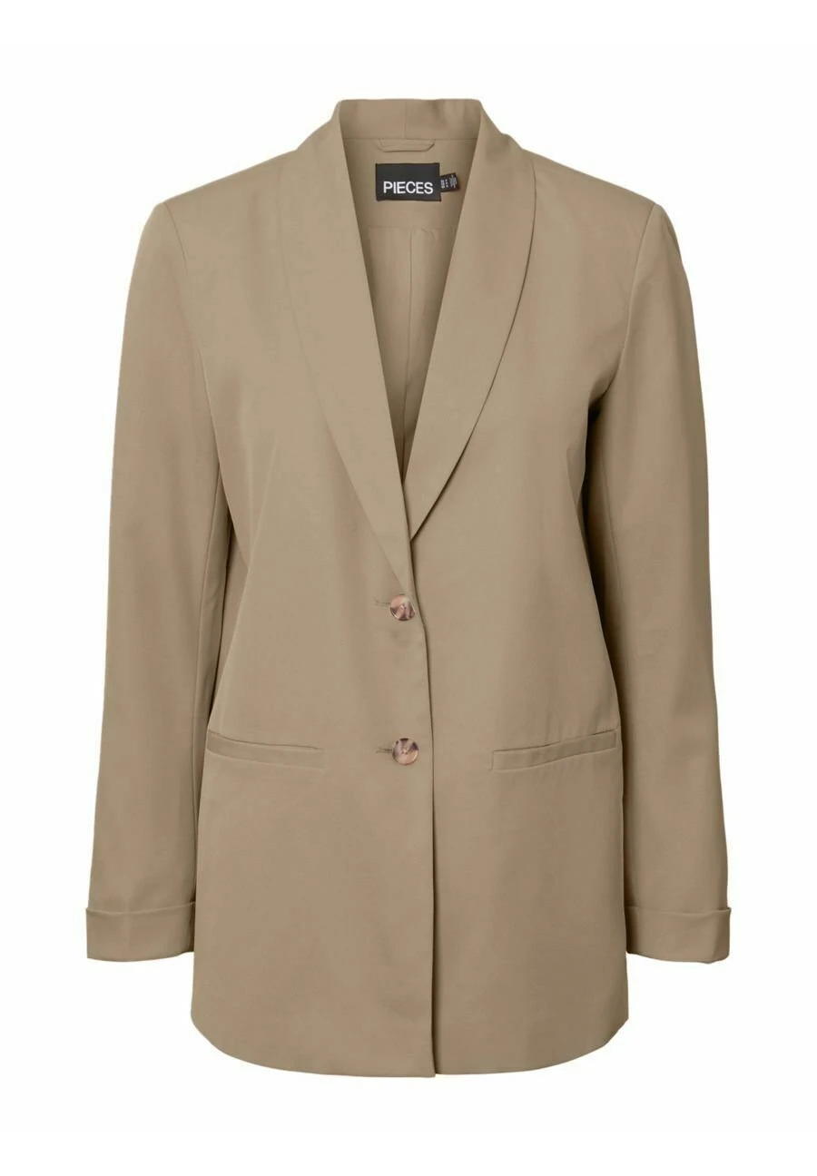 Pieces Locker Geschnittener - Halflange Jas - Beige, Mottled Beige 8 Pieces Locker Geschnittener - Halflange Jas - Beige, Mottled Beige - Afbeelding 6