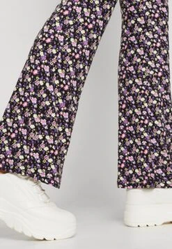 Pieces Nala High Waist Flared - Broek - Black/Purple -Pieces 584eefadfb9747da9295116f7351132c