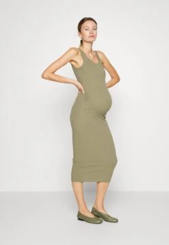 Pieces Maternity Pmkitte Tank Midi Dress - Gebreide Jurk - Deep Lichen Green