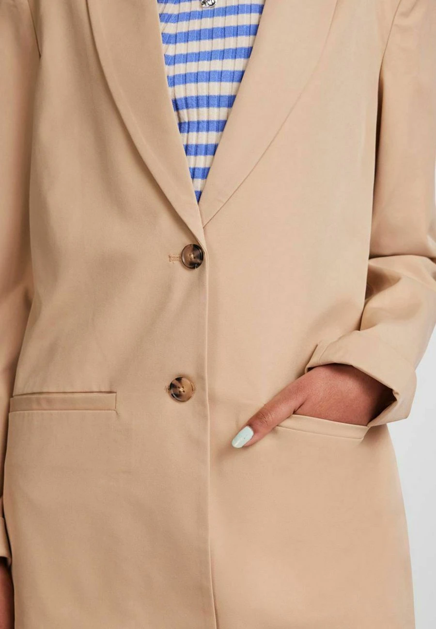 Pieces Locker Geschnittener - Halflange Jas - Beige, Mottled Beige 6 Pieces Locker Geschnittener - Halflange Jas - Beige, Mottled Beige - Afbeelding 4