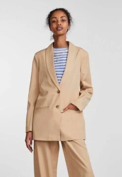 Pieces Locker Geschnittener - Halflange Jas - Beige, Mottled Beige