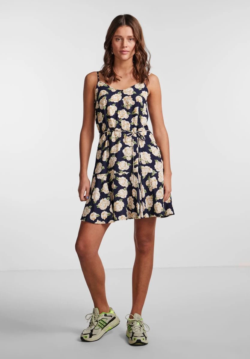 Pieces Pcnya Slip Button Bf - Jurk - Sky Captain/Big Flower 4 Pieces Pcnya Slip Button Bf - Jurk - Sky Captain/Big Flower - Afbeelding 2