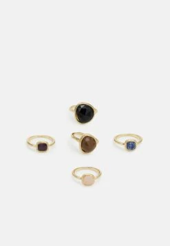 Pieces Pcdomina 5 Pack - Ring - Gold-Coloured/Multi