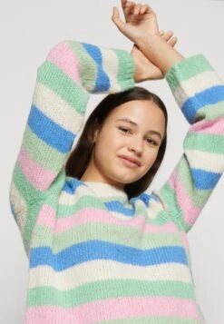 Pieces Pctascha Ls O Neck Bc - Trui - Absinthe Green/Begonia Pink -Pieces 80927be14c424da88b60075053aa5a9e