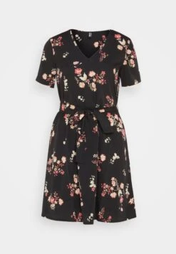 Pieces Pcliliana V Neck Short Dress - Jurk - Black/Multi-Coloured -Pieces 8d640ac8e942488f9cbab653eafee766