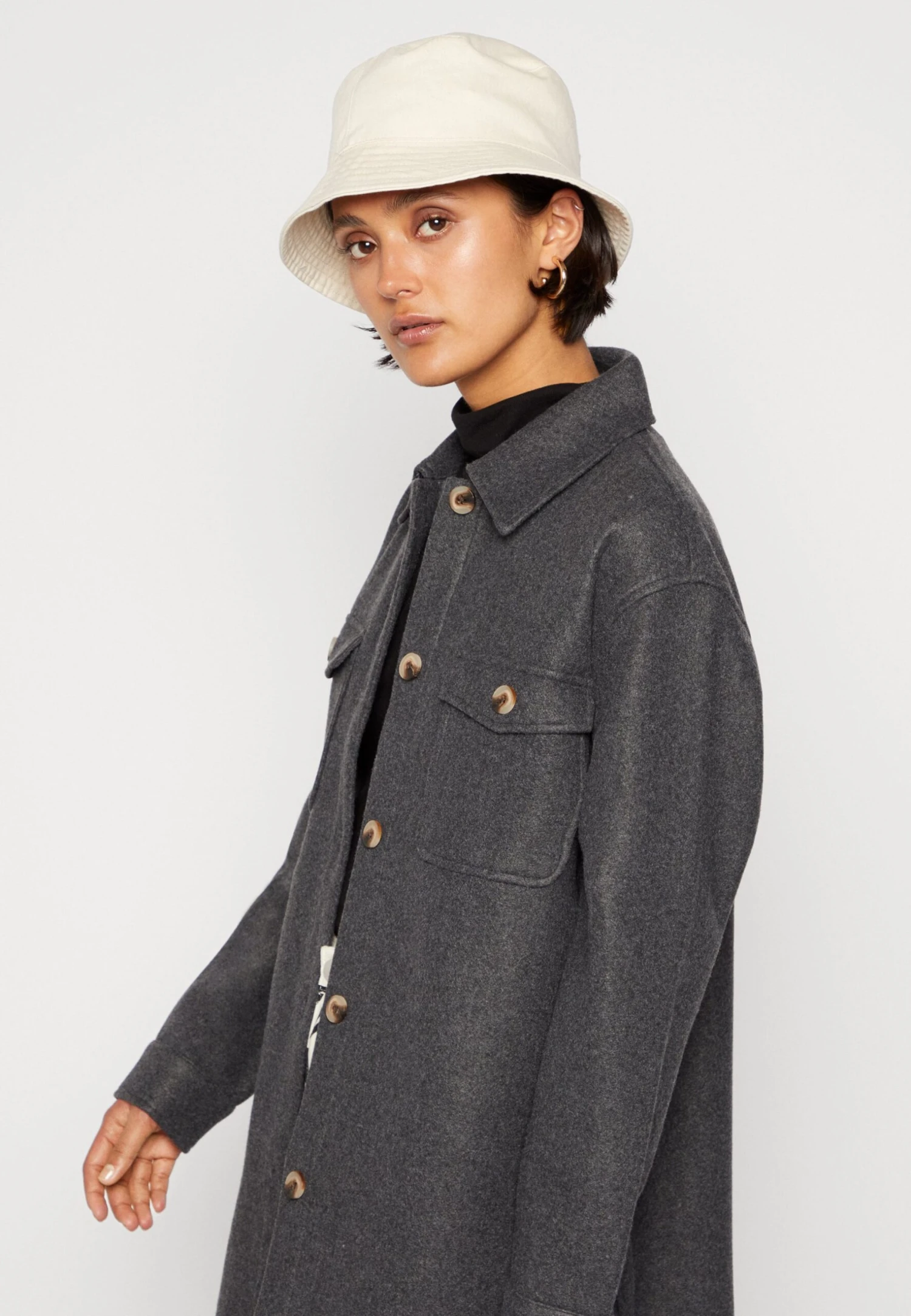 Pieces Pcjudy Shacket- Halflange Jas - Dark Grey 6 Pieces Pcjudy Shacket- Halflange Jas - Dark Grey - Afbeelding 4