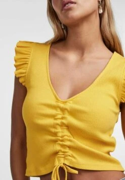Pieces Crop Tegan - T-Shirt Basic - Banana -Pieces 9967a41179644a91b868439f9e686a92