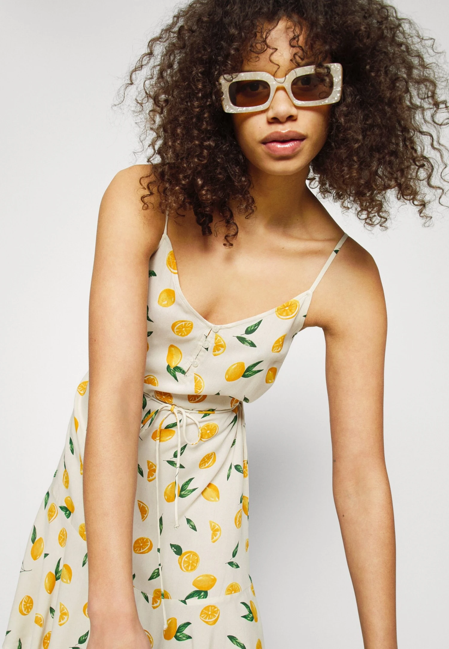 Pcnya Button Dress - Jurk - Birch/Lemon 6 Pcnya Button Dress - Jurk - Birch/Lemon - Afbeelding 4