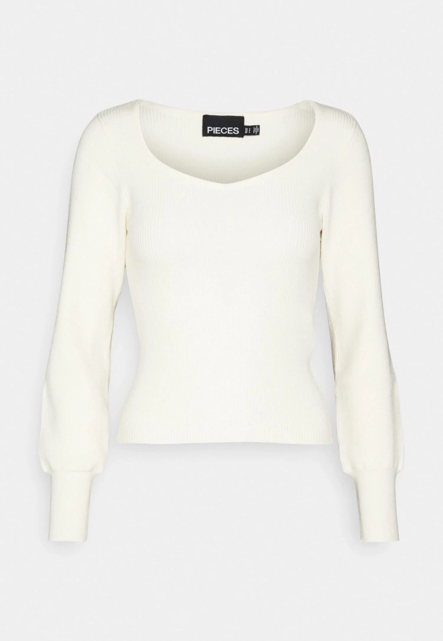 Pieces Petite Sweetheart Neck Knit - Trui - Off-White 6 Pieces Petite Sweetheart Neck Knit - Trui - Off-White - Afbeelding 4