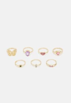 Pieces Pcsanne 7 Pack- Ring - Gold-Coloured