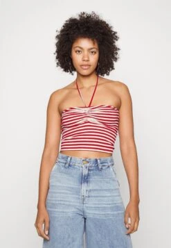 Pieces Pclaya Cropped Tie Tube - Top - High Risk Red/Bright White