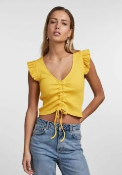 Pieces Crop Tegan - T-Shirt Basic - Banana