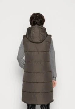Pieces Pcbee Newlong Puffer - Bodywarmer - Black Olive -Pieces d7784b3827be4749949b4a3cd1b3f4e8