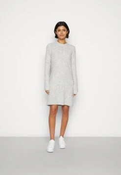Pieces Pcellen O-Neck Dress - Gebreide Jurk - Light Grey