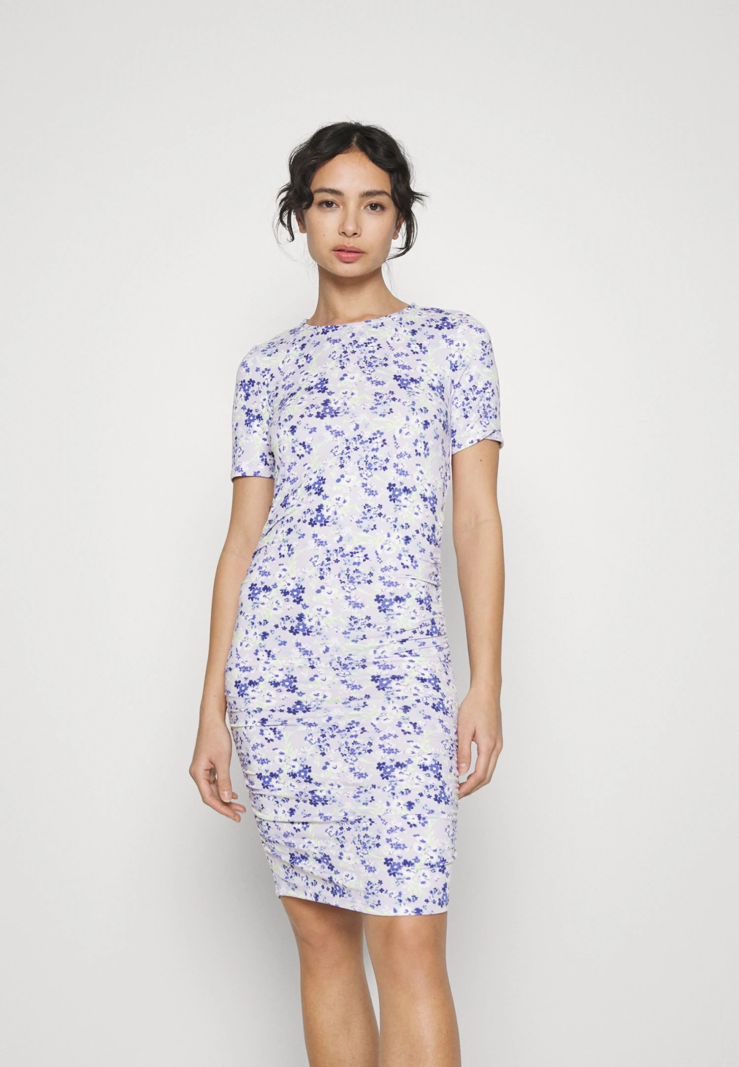 Pieces Petite Pcnala Ruching Dress- Jerseyjurk - Kentucky Blue/Blue Flowers 3 Pieces Petite Pcnala Ruching Dress- Jerseyjurk - Kentucky Blue/Blue Flowers