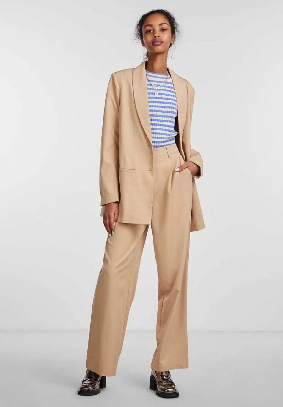 Pieces Locker Geschnittener - Halflange Jas - Beige, Mottled Beige 4 Pieces Locker Geschnittener - Halflange Jas - Beige, Mottled Beige - Afbeelding 2